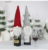 US STOCK New Christmas Gift Bag Decorations Santa Claus Bag Wine Glass Bottle Set Christmas Champagne Decoration Wine Bag FY7175