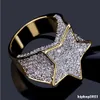 Super Star Gold CZ Bling Pierścień Micro Pave Cubic Cyrkon Symulowany Diament Hip Hop Mens Biżuteria Męskie Pierścienie