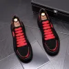 European Style Gold Red Patchwork Low Top Rivets Decor Men Shoes Metal Rhinestones Luxury thick-soled Sneakers Fashion Casual Flat loafers