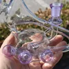 5.5 inç Mor Bong Nargile Sigara Cam Borular Yağ DAB Rigs Su Bongs Heady Cam Su Bongs ile 14mm Banger