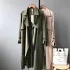 2019 nuove donne lunghe trench cintura lunghezza al ginocchio moda asimmetrica High Street cappotti vita sottile casual trench midi rosso T200319