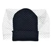 Mulheres rendas fishnet véu crochê malha crânios boné femme inverno quente rua gorro senhora sexy malha dança festa bonnet gorros dav2789378