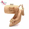 Dress Shoes Pretty Women 2021 Special Pointed Toe Ladies And Bag To Match In Champagne Matching Set1