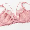 Varsbaby Sexy Plus Size Lace Floral Underwear Underwear Deep V Hollow 3/4 Cup Underwire Abcde Cup Bra Set Y200708