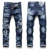 Jean Slim en détresse pour hommes mode hommes jean Slim fermeture éclair hommes Denim pantalon Hip Hop Top qualité hommes peinture Jeans245A