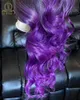 Кружевные парики фиолетовый фиолетовый парик парик вода с передней частью человеческих волос