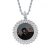 Cadre Photo personnalisé médaillons de mémoire pendentifs ronds collier pour hommes Bling glacé Hip Hop rappeur bijoux