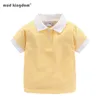 Mudkingdom Sommar Boys Tjejer T-shirts Striped Turn-down Collar Förtjusande Mode Toppar För Barnkläder Bomull Tees Polo Shirt G1224