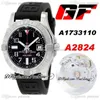 GF 45mm A1733110 ETA A2824 Automatic Mens Watch Steel Case Black Dial Number Markers Black Rubber Strap Best Edition PTBL Puretime A21