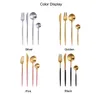 24pcs Gold Dinnerware 18/10 Stainless Steel Tableware Knife Fork Spoon Flatware Dishwasher Safe Cutlery Set 201116