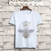 2020 Zomer Mannen Zwart T-shirt Hip Hop Man Crown Bee Skull Diamond T-shirts Mode Rhinestone Man T-shirt LJ200827