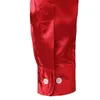 Hommes Slim Fit Soie Satin Robe Chemises De Mariage Marié Stade De Bal Chemise Hommes À Manches Longues Chemise Boutonnée Mâle Chemise Homme Rouge C1222