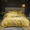 60. Engiptian Bawełniana Pościel Zestaw Haftowane Solid Color Duvet Cover Bed Linen Wedding Hotel PillowCazy Dopasowany Arkusz Płaski Sheetl 201128