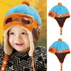 بنين الشتاء الدافئ كاب قبعة الطيار الطيار الكروشيه earflap القبعات متماسكة الطفل قبعة gorro دروبشيبينغ