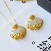 New original inlaid natural Hetian jade Chalcedony carp lotus Chinese style retro temperament pendant necklace women accessories4946852