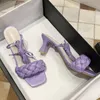 Rimocy Seksi Çapraz Kayış Kare Topuklar Sandalet Kadınlar 2020 Mor Bej Dokuma Deri Parti Ayakkabı 1010 Kadın Moda Gladyatör Sandalias