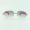 2022 Bouquet Diamond Sunglasses 3524014 with Natural orange wooden glasses and cut Lens 3.0 Thickness