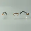 Naturliga solglasögon Mixed Buffalo Horns Glasses Frame 35012 med lyxiga bukettdiamanter för unisexstorlek: 56-36-140mm JSDY