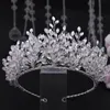 Princess Headpieces Rhinestone Wedding Crown Silver Pageant Tiara Crowns Chic Bride Headbands Wedding Hair Accessories with Earrings Middle East Enagement