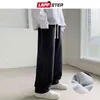LAPPSTER Mens Streetwear Fleece Baggy Pants 2021 Mens Solid Black Harajuku Pantaloni sportivi da uomo Casual moda coreana Pantaloni da jogging G0104