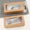 Scatole regalo di ringraziamento Scatola di carta per dolci a forma di cassetto in carta kraft bianca con confezione trasparente per vetrine per prodotti da forno