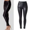 LOGAMI Pantaloni da donna in pelle PU Pantaloni aderenti neri elasticizzati sexy Pantaloni lunghi da donna a vita alta 211216