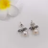 Designer sieraden Authentiek 925 Sterling Silver Delicate Sentimenten White Pearl Stud Earring P Oordringen Luxe vrouwen Vale3209707