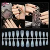 504pcs Pear Cut False Nail Tips Stiletto Press On No Adhesive Natural Clear Full Cover Gradient French Long Charms Tip Design7310211