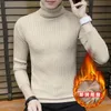 Streetwear da marca Mens Turtleneck camisolas mornas Turtle Neck manga comprida trançado Vintage malha Slim Fit Pullover Homens Top Jumpers