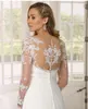 Plus Size Maternity Wedding Gowns For Pregnant Women 2022 Chiffon A Line Beach Boho Bridal Dresses Illusion Long Sleeve Lace Appliquesed robes de mariée AL7209