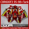 Body + Tank för Honda CBR 600F3 600 F3 CC 600FS 97 98 95 96 Bodywork 64NO.18 CBR600 FS CBR600F3 CBR600FS 1997 1998 1995 1996 CBR600-F3 600CC 95-98 Fairings Kit Movistar Red