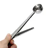 Coffee Measuring Scoop Spoon With Sealing Clamp Multifunctional Stainless Steel Seasoning Tea Measure Spoons Kitchen Tool C0126