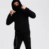 Ninja Bluzy Mężczyźni maska ​​bawełniane duże bluzy sportowe sporty solidne długie rękawie zimowe bluzy z kapturem mężczyźni mężczyźni w cała LJ23761532