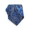 Mode mens slips 8cm blå silke neckwear blommig punkt jacquard vävt klassisk nacke band för män formella affärer bröllopsfest brudgummen