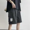 Pantanos cortos 2022 Techwear de verano Estudiantes de estilo Hong Kong Handsome Straight Fifth Pants tendencia coreana Folsero holgado de pantalones casuales