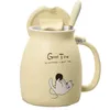 Genuine ins cute ceramic cat mug with mobile phone holder spoon lid 500ml can be used for coffee cups, milk cups, etc. LJ200821