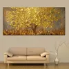 Pinturas hechas a mano paisaje abstracto moderno óleo sobre lienzo arte de pared imágenes de árboles dorados para sala de estar decoración del hogar de Navidad1