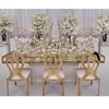 Dekoration Modern gyllene rostfritt stål ram spegel glas topp rund bankett bröllop bord seny876