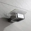 Square Stainless Steel Holder with Frosted Glass Dish Wall Mount Soap Polish Bathroom Accessories Y200407