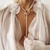 Simulated Pearl Wrap Geometric Metal Necklace for Women Wedding Party Long Pearls Portrait Coin Necklaces Jewelry Gift