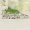 Vigselringar 3st Lyxig delikat 925 Ren Silver Engagement Love Set Ring Storlek 6-10