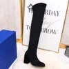 Over knee boots womens new winter 2020 versatile high heel thick heel boots fashion sexy thin elastic leather boots with box and dustbag