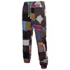 Litthing Mens Drawstring Floral Print Joggers Sweatpants Summer Male Casual Plaid Linen Fitness Pants Loose Trouser Plus Size 201110