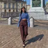 Sisterlinda Casual blauw bijgesneden tops vrouw kort holle jas vrouwen uit het kader van 2019 herfst retro jas mujer slanke zachte jassen t200111