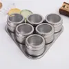 Set magnetico per barattolo di spezie in acciaio inossidabile 12 pezzi/set con supporto a forma di triangolo per barbecue all'aperto da cucina domestica