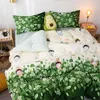 5サイズの緑の葉の寝具吹雪韓国のシート+布団+枕カバーピンクカバーベッドリネンセット201022