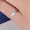 14KC Rose Gold eller Plated Plate Engagement Ring Pearl Wedding Rings CZ Crystal Dainty Stacking Band Ring Pearl Jewelry4421972