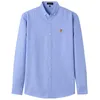 Casual Pure Cotton Mens Oxford Shirts Long Sleeve Thick Slim Fit Embroidery Purple Fashion Designer Blouse 201120