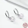 Orecchini pendenti con perle d'acqua dolce da donna Vero argento sterling 925 Petali di fiori in fiore Gioielli in argento di lusso