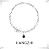 Chaînes Hangzhi 2021 exagérer araignée en forme de goutte rouge zircon pendentif tour de cou clavicule chaîne collier pour femmes filles fête bijoux1